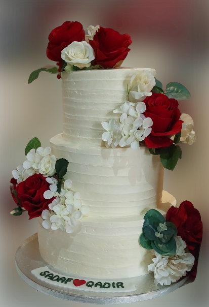3 Tiered Fresh Cream Wedding cake CB-RC198