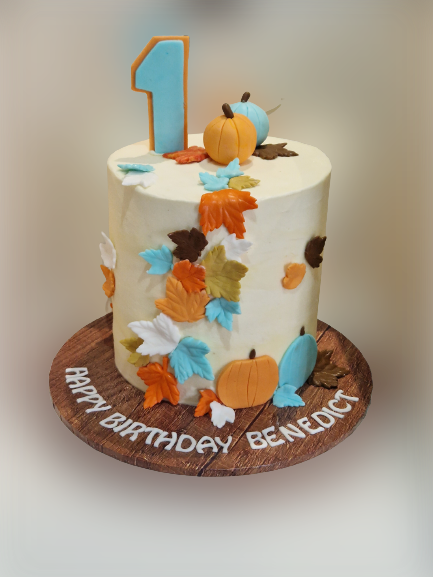 Fall Themed Buttercream 1st Birthday Cake CB-NC657