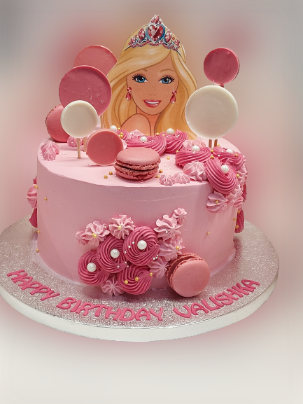 Barbie Macaron Topped Fresh Cream Cake CB-RC159