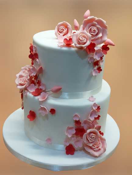 Pink & Red Themed Wedding Cake NC554