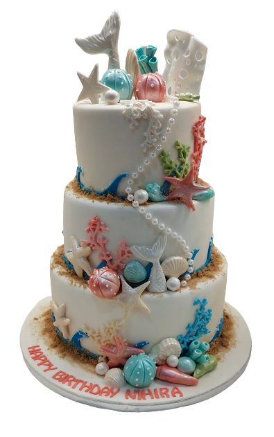 3 Tiered Mermaid Themed Birthday Cake NC565