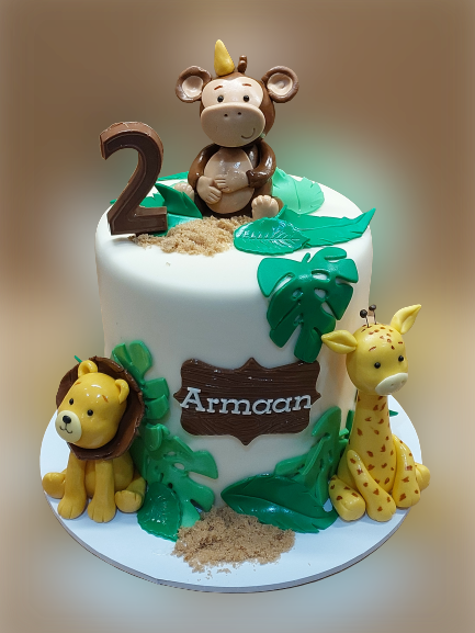 Jungle Animal Themed Birthday Cake CB-NC566