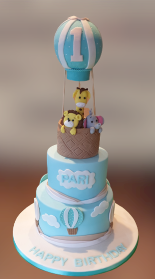 Hot Air Balloon Animals Birthday Cake CB-NC315