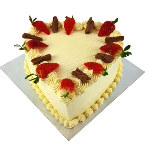 Fruits Topped  Fresh Cream Heart Cakes CB-HC009