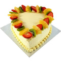 Fruits Topped Fresh Cream Heart Cake CB-HC010