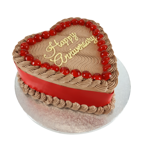 Cherries Topped  Fresh Cream Heart Cakes CB-HC011