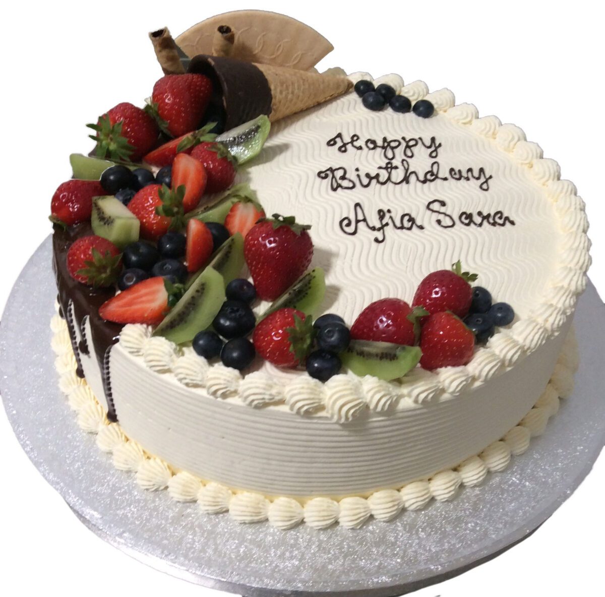 Delightful Fruits Topped Fresh Cream Cake CB-RC023