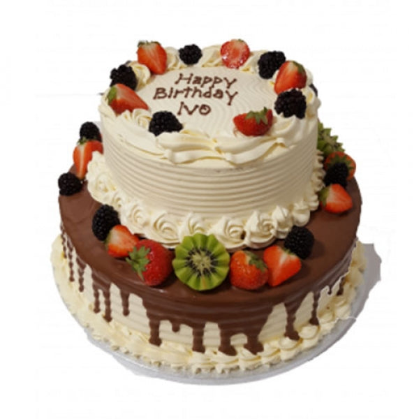Two Tiered Fruit Topped Cake CB-RC074