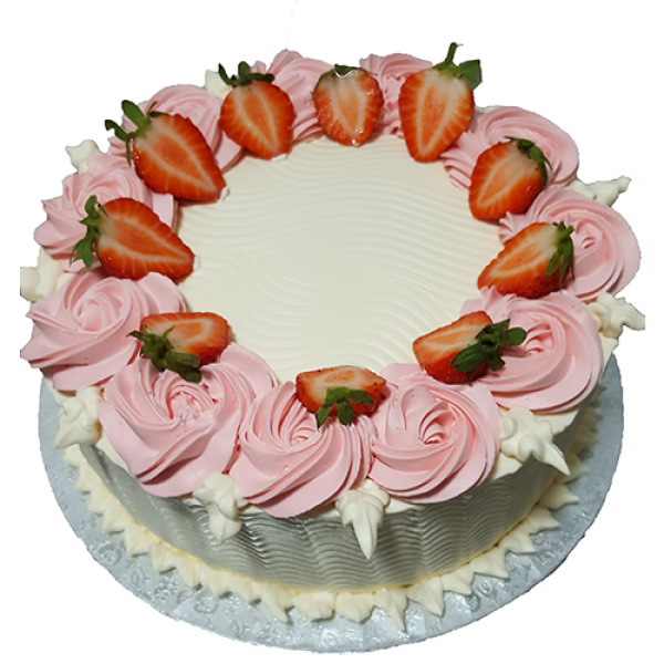 Pink Rosettes and Strawberry Fresh Cream cake CB-RC078