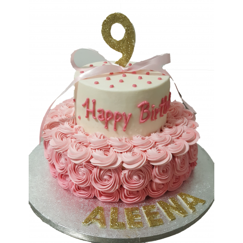 Pink Rosettes Birthday Cake CB-NC071