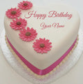 Pink Daisies Heart Cake CB-HC019