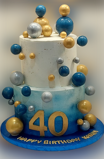 40TH Birthday Buttercream Cake NC574 – Cake Boutique