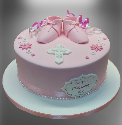 Three Tier Christening Cake - The Cake World Shop